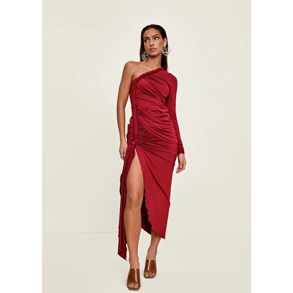 ANDREA IYAMAH TURI DRESS BURGUNDY SIZE XL $370 - Picture 1 of 12